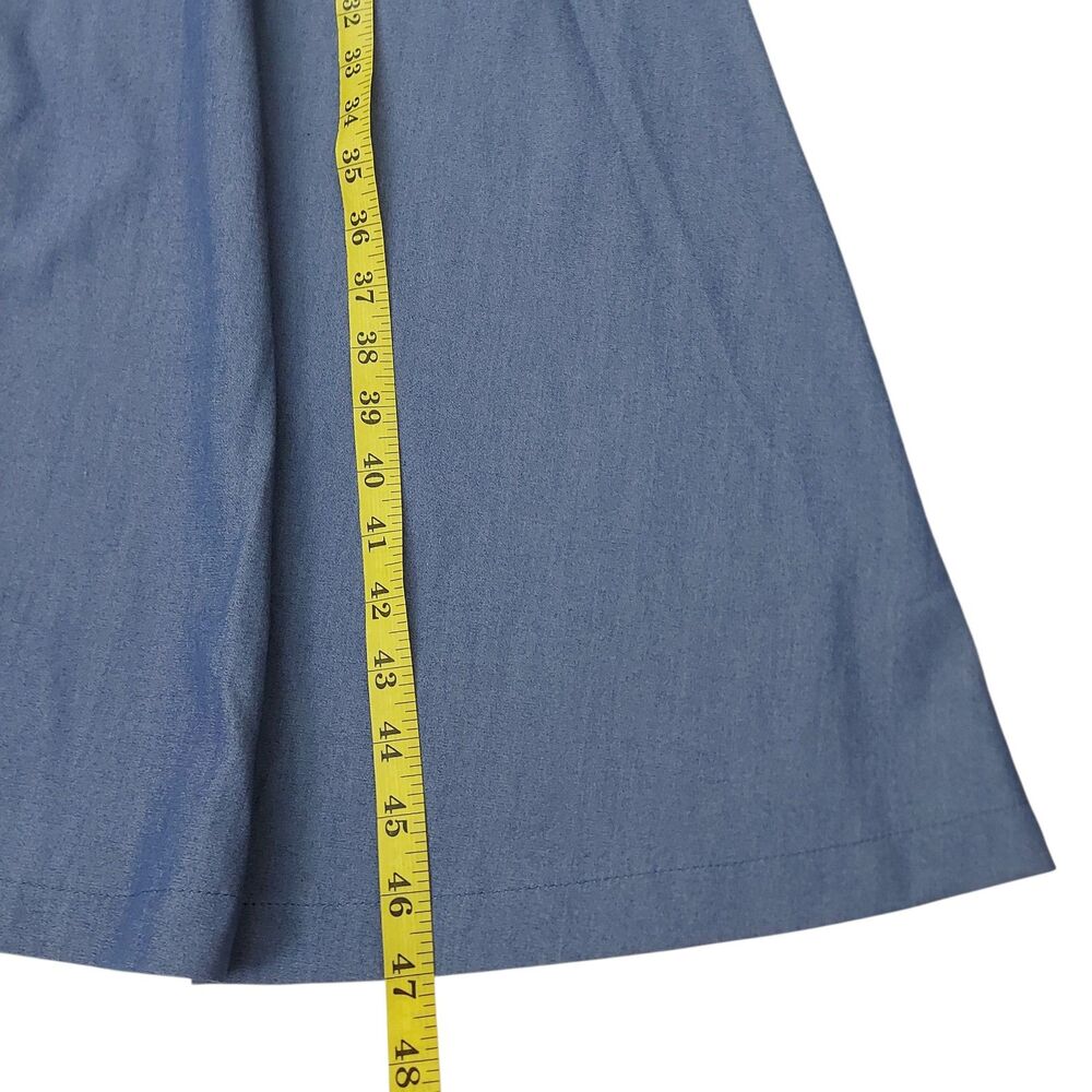 Rihoas The Lapel Sleeveless Midi Dress Womens Small Blue Chambray Button Up - Picture 12 of 12